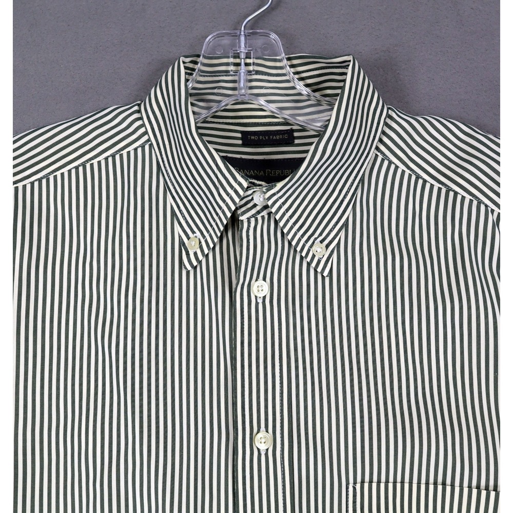 Banana Republic Shirt Mens Medium Striped Vintage Green Vertical Retro Y2K 90s